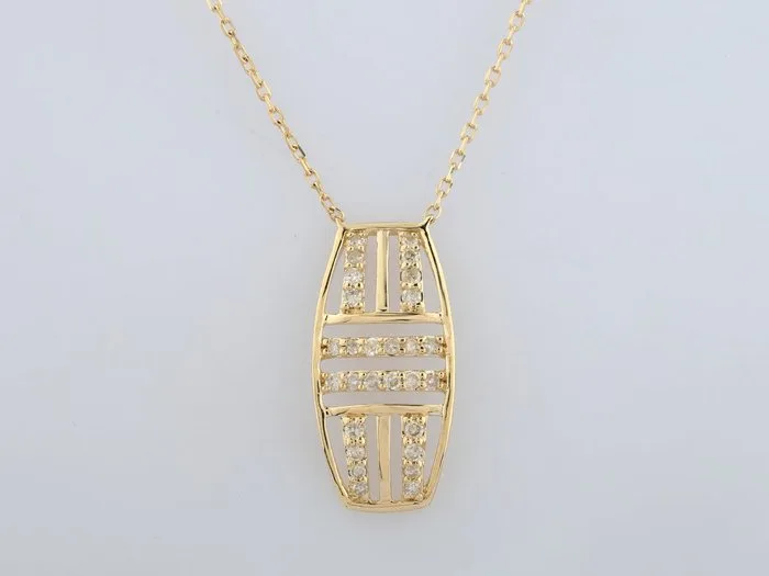 Necklace with pendant - 14 kt. Yellow gold - 0.13ct. tw. Diamond (Natural)