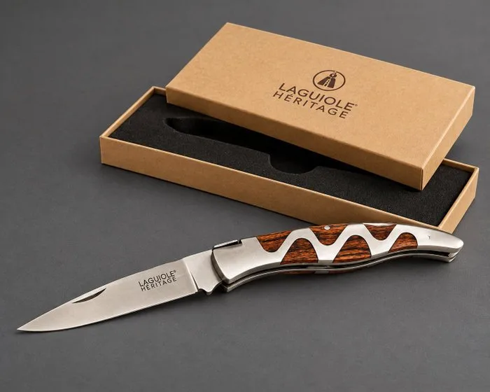 Laguiole Heritage Laguiole Héritage Zebra – Coltello tascabile pieghevole – 21 cm – Nuovo con scatola - Kitchen knife - Utility knife - Zebra - Steel, Wood - Asia