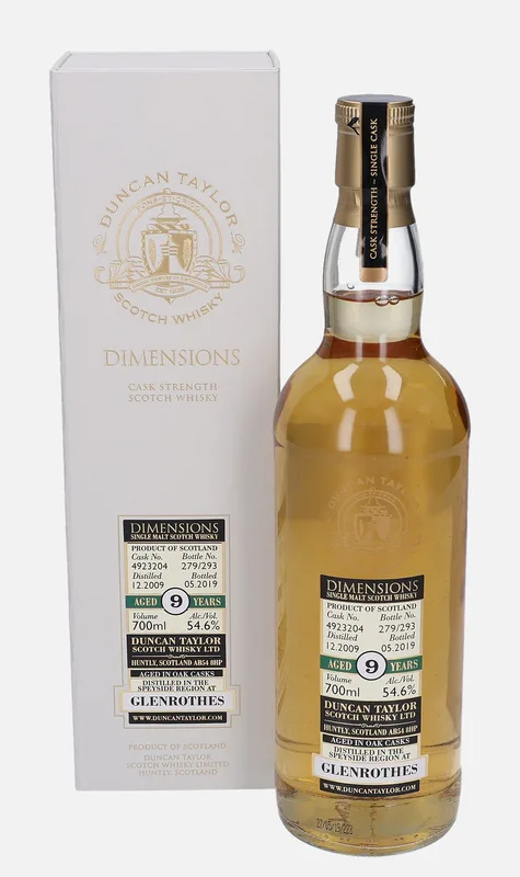 Glenrothes – 2009 9 Year Old Duncan Taylor Dimensions