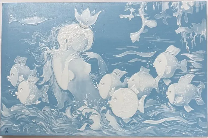 Meissen - Heinz Werner - Wall plate - 937010 / 9m233 - Hard-paste porcelain - Mermaid - Pâte-sur-Pâte