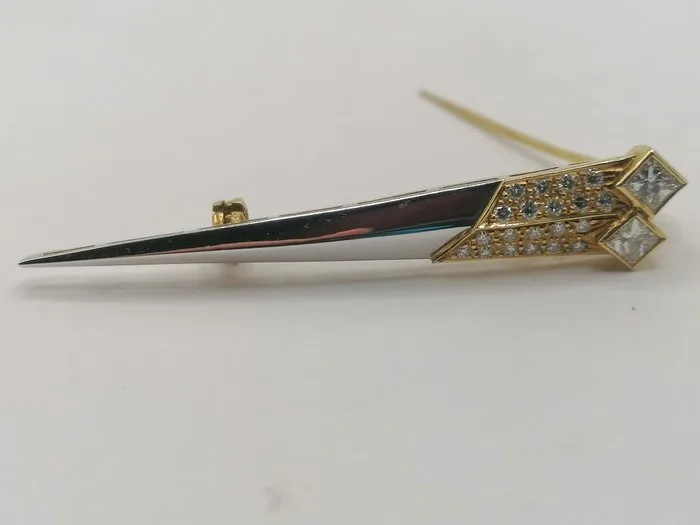 Brooch - 18 kt. Yellow gold, White gold - 0.69ct. tw. Diamond (Natural) - Diamond