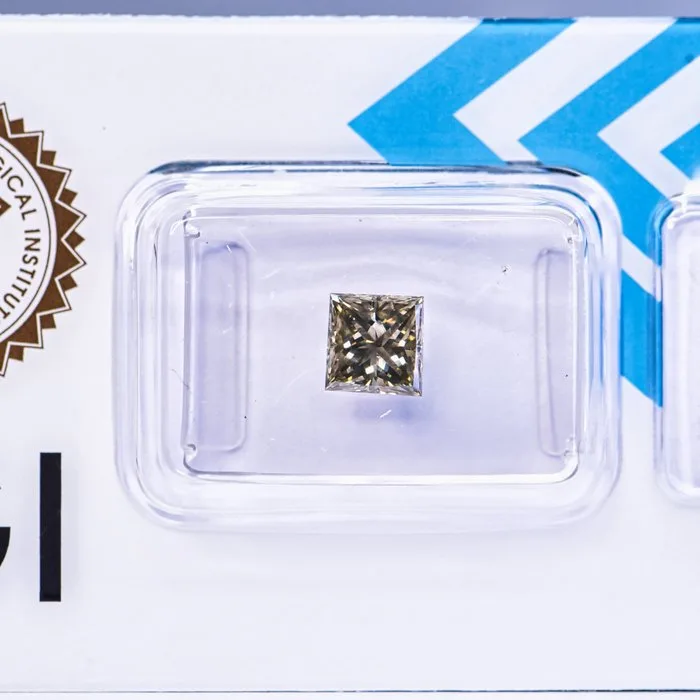 1 pcs Diamond (Natural coloured) - 1.07 ct - Square - Fancy deep Greenish, Grey Yellow - SI1 - International Gemological Institute (IGI) - VG