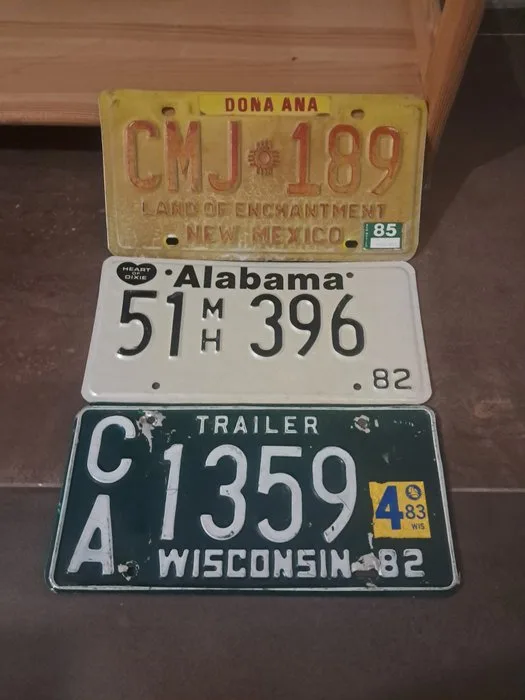 license plate - New Mexico - Wisconsin - Alabama - 1982