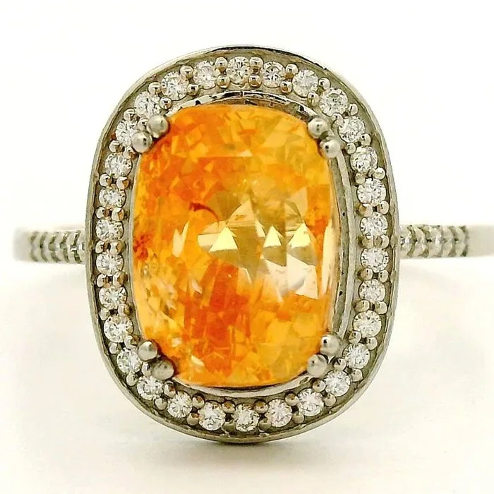 Ring Platinum - 4.68ct. tw. Sapphire - Diamond - Yellow Sapphire Ring