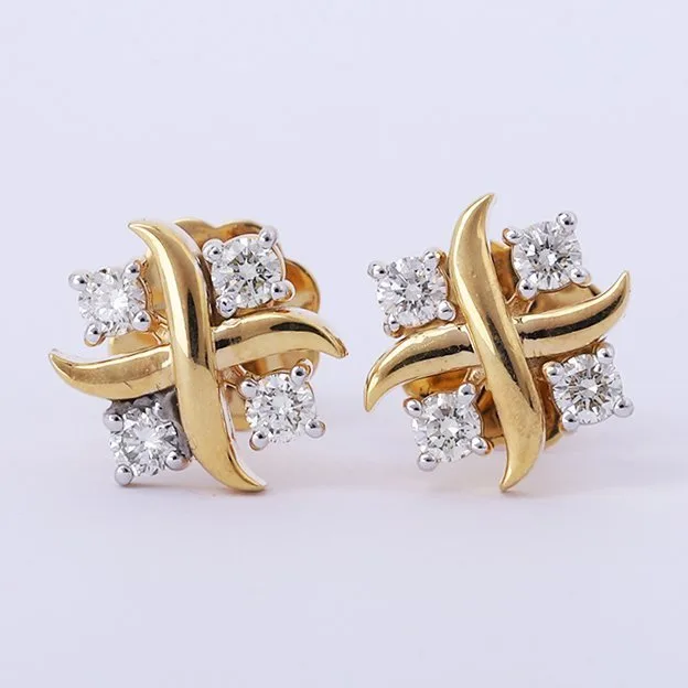 Stud earrings - 14 kt. Yellow gold - 0.40ct. tw. Diamond (Natural) - Diamond Earrings