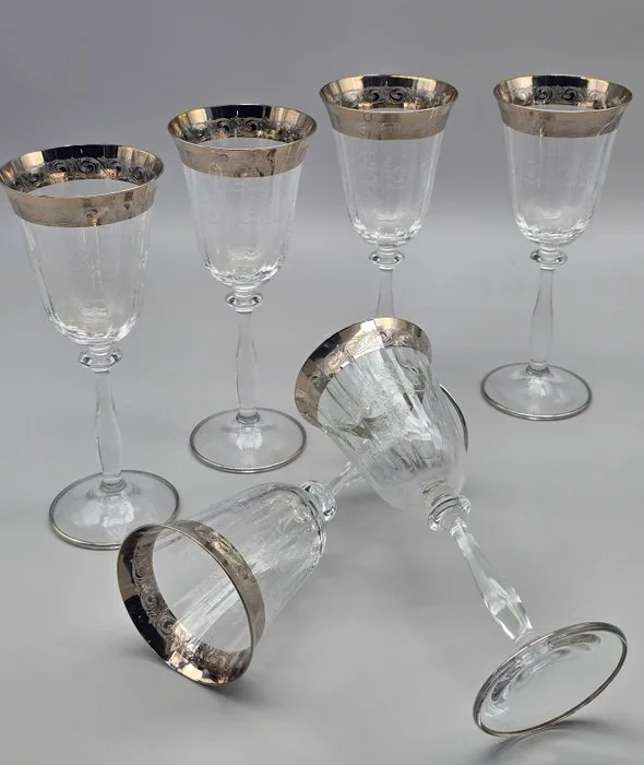 Cristalli Italiani CreArt - Wine glass (6) - Crystal, Platinum - Crystal glasses/flutes