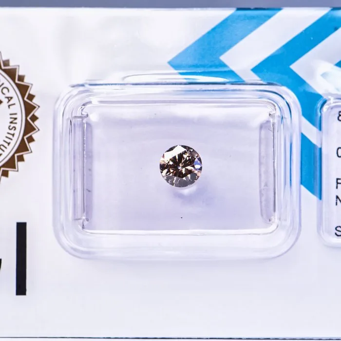 1 pcs Diamond (Natural coloured) - 0.51 ct - Round - Fancy Orangy Brown - SI1 - International Gemological Institute (IGI) - VG VG