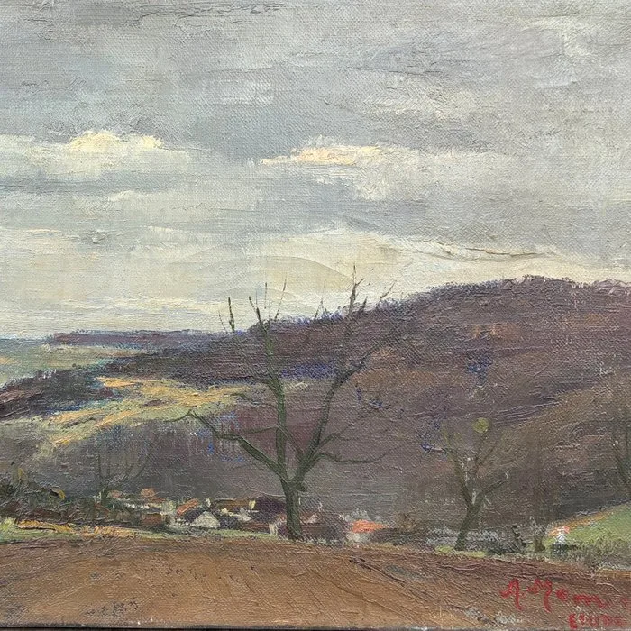 Augustin Memin (1910 - 1981) - Vue de l'Aisne en automne