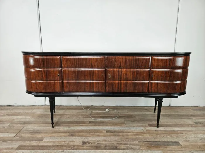 Vittorio Dassi, (attr.) - Liquor cabinet - Wood, Glass, Brass