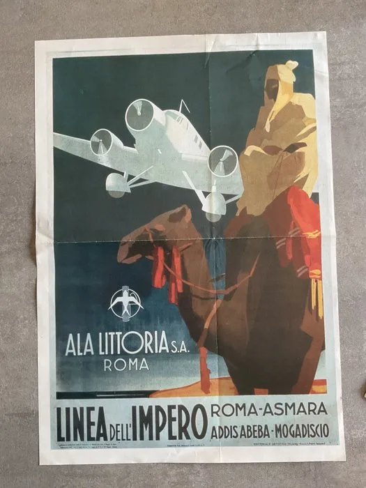 UMBERTO DI LAZZARO - Ala Littoria S.A. Roma / Ristampa Edizioni del Borghese anni '70 - LINEA DELL'IMPERO ALA LITTORIA S.A. ROMA-ASMARA-ADDIS ABEBA-MOGADISCIO - Aviazione Imperiale 1936 - 1930s
