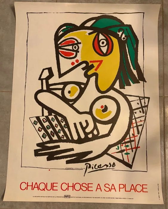 Pablo Picasso, Bernard Chadebec - INRS / Bernard Chadebec - Ensemble de 7 affiches vintage INRS - Bernard Chadebec à la manière de Picasso - 1990s