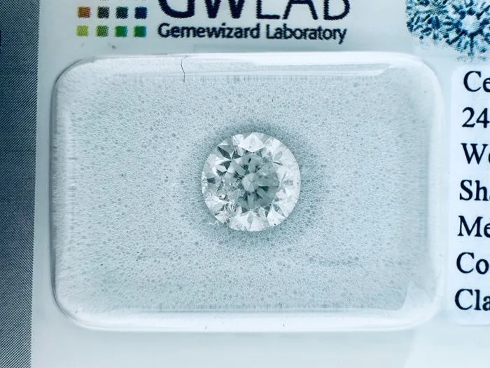 1 pcs Diamond (Natural) - 1.01 ct - Round - D (colourless) - SI3 - Gemewizard Gemological Laboratory (GWLab) - ( NATURAL )