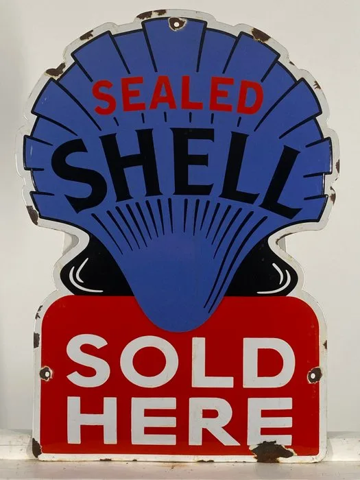 Shell - Enamel sign - 60x43cm - Made of thick steel sheet and enamel