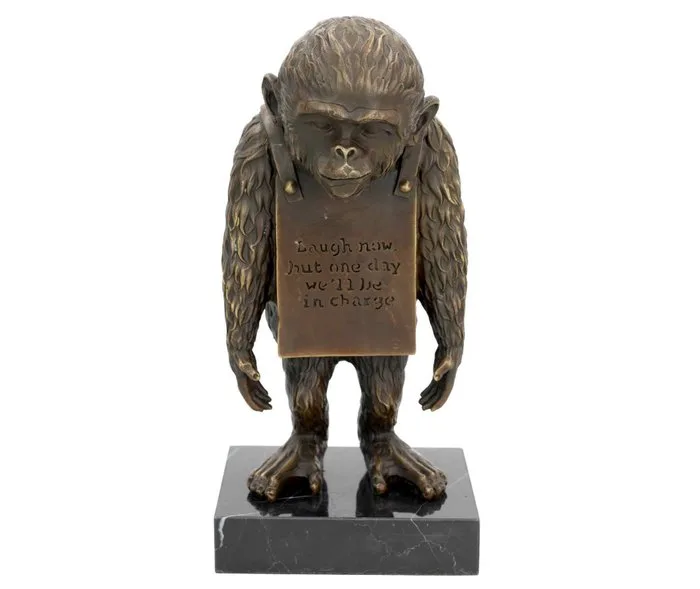 Figurine - Monkey leader - Bronze, Marble