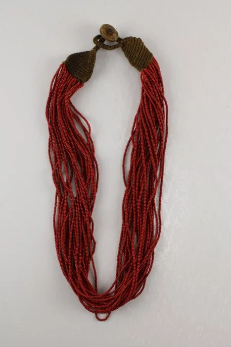 Konyak Red Seed Bead Statement Necklace, second half of 20th century - Naga - India