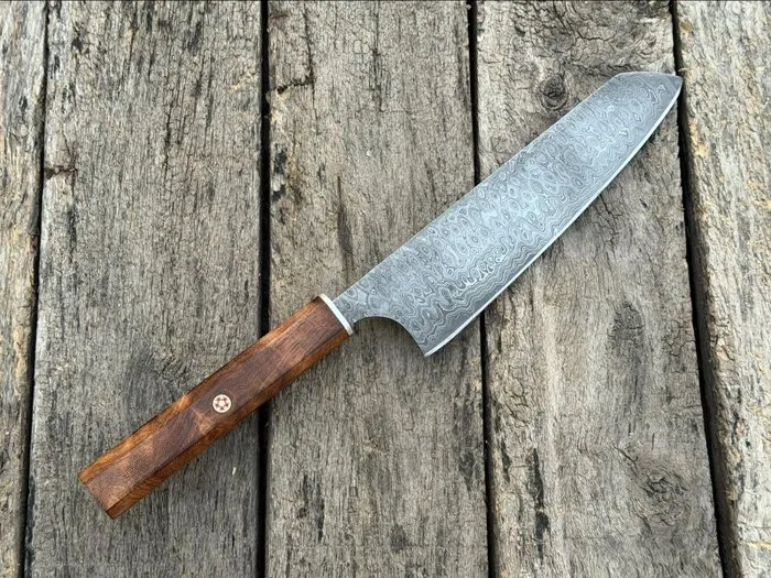 Kitchen knife - Handmade Collectibles Chef Knife, Carbon Forged Steel, Wood Handle - North America - (TJ1)