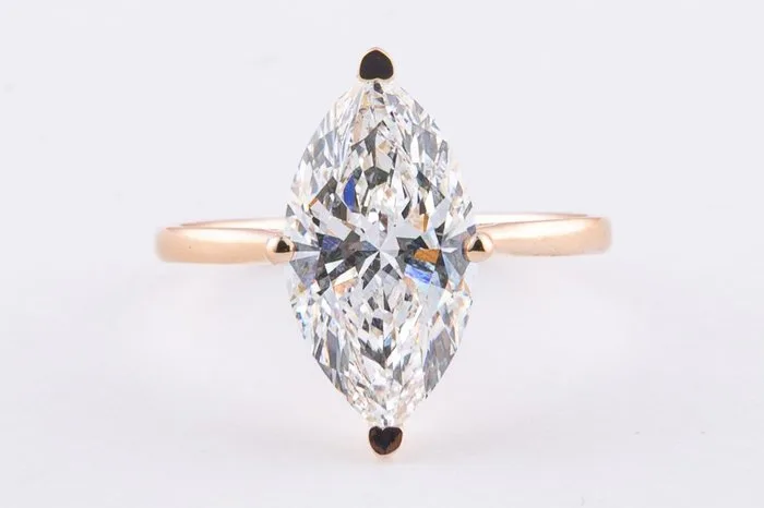 Ring - 14 kt. Rose gold - 3.11ct. tw. Diamond (Lab-grown) - Marquise F-VVS2