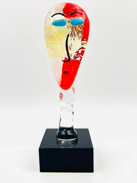 Handmade Murano glass - Sculpture, Viso ispirato a Modigliani - 8 cm - Murano glass - 2026
