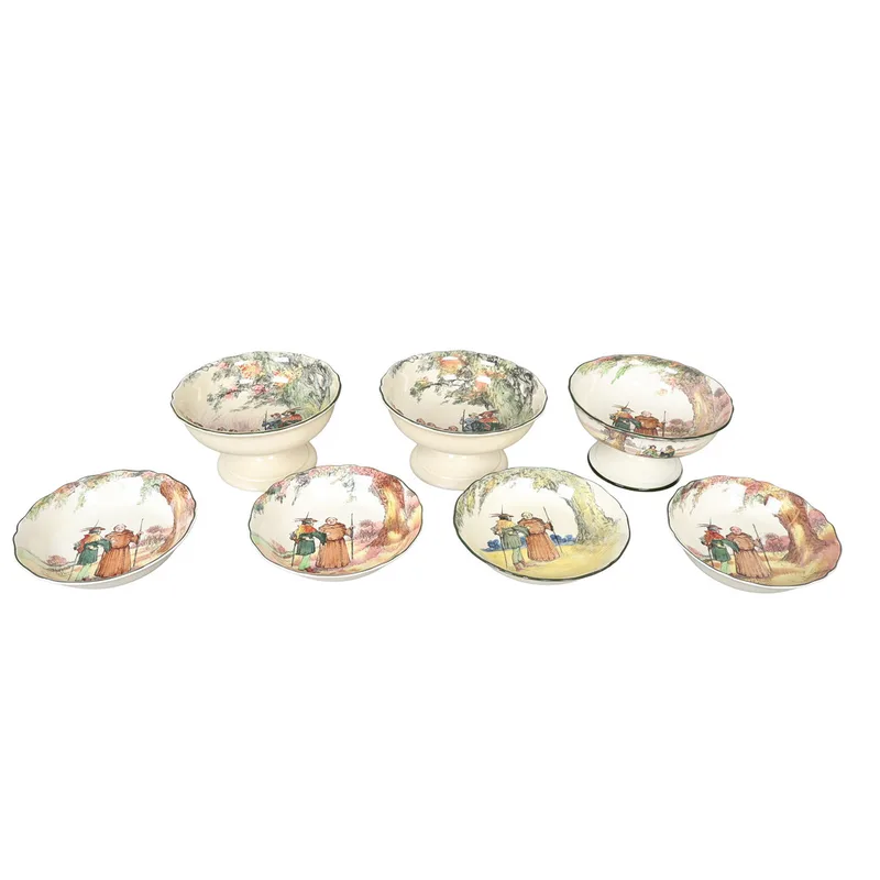 Royal Doulton 'Under the Greenwood Tree', Three Footed Bowls & Four Bowls (7)