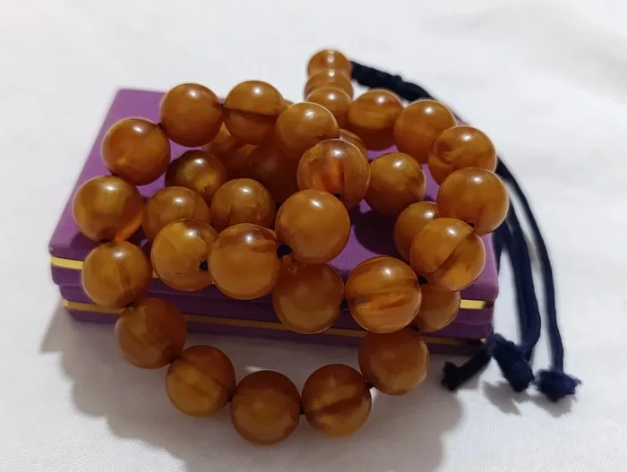 Rosary - Amber - 1970-1980 - Rare Prayer Beads Rosary