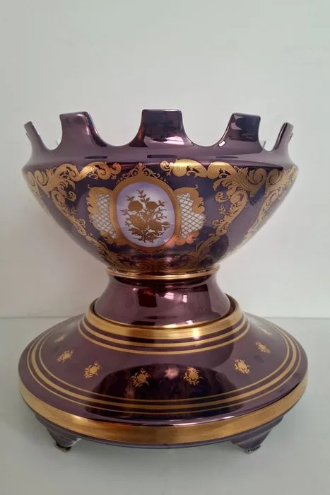 Bruno Morbelli - Centro de Mesa o Copón de Gala con peana - Arte de Orfebrería sobre Porcelana - Centrepiece - Porcelain