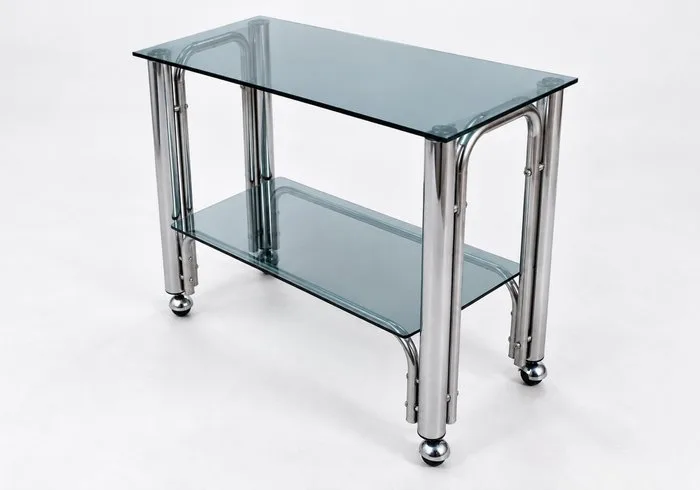 Serving trolley - Chromated metal, Glass - 70s vintage design