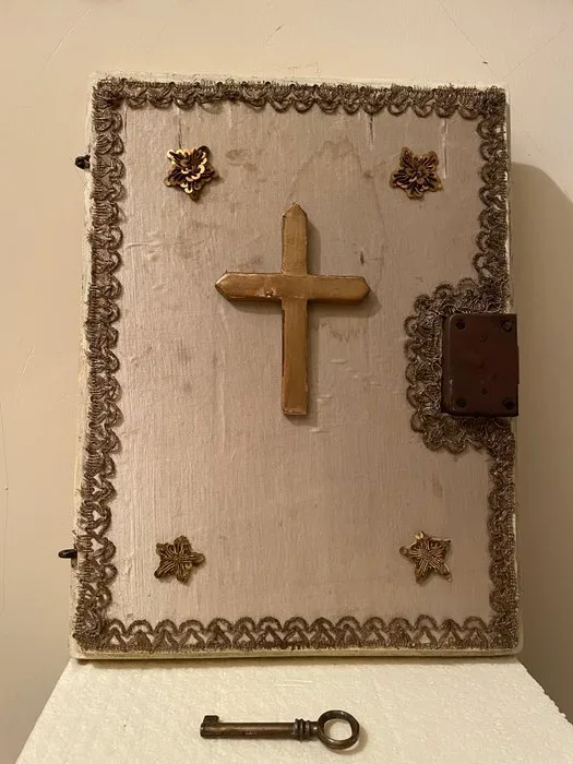 Antique Ciborium - Wood, shaved - 1850-1900 - Two-faced ciborium door