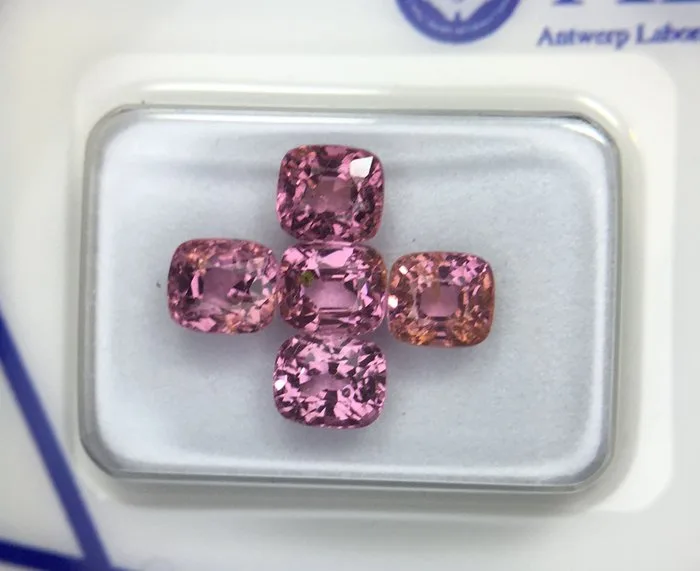 5 pcs Pink Spinel - 3.02 ct - Antwerp Laboratory for Gemstone Testing (ALGT) - NATURAL PINK SPINEL