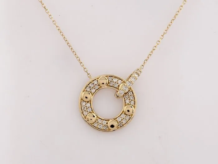 Necklace with pendant - 14 kt. Yellow gold - 0.29ct. tw. Diamond (Natural)