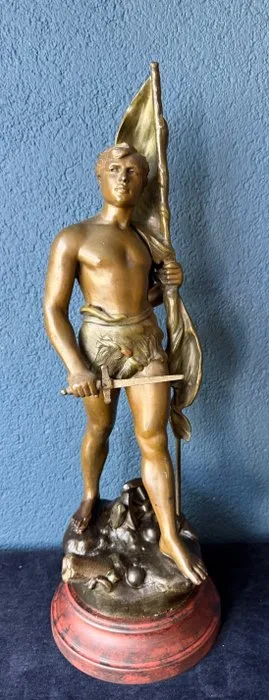Statue, "De Vaandeldrager" - 50.5 cm - Spelter