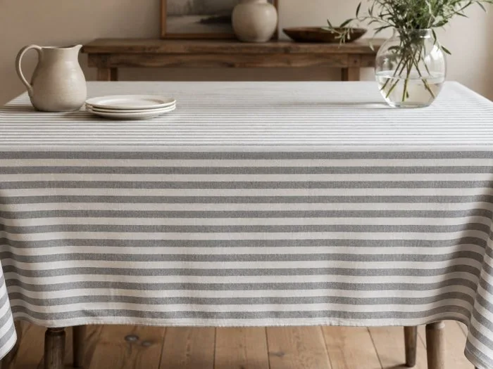 Gray and ivory striped upholstery fabric – Contemporary elegance – 2.50 x 2.80 m - Upholstery fabric - 250 cm - 280 cm