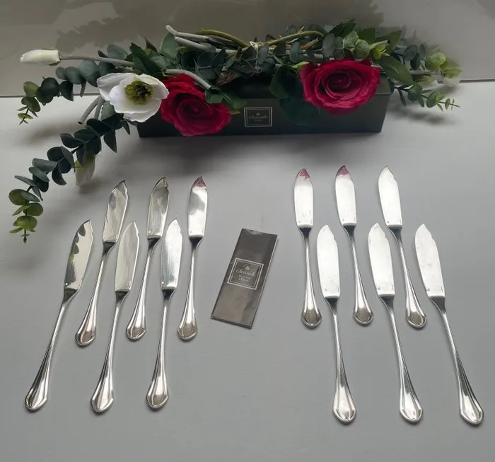 Table knife - Set of 12 fish knives, Printania model - silvered metal