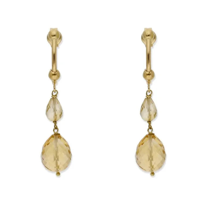 Earrings - 18 kt. Yellow gold Quartz - Quartz