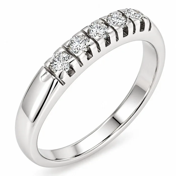 Ring - 18 kt. White gold - 0.10ct. tw. Diamond (Natural) - Made in Italy - Handmade