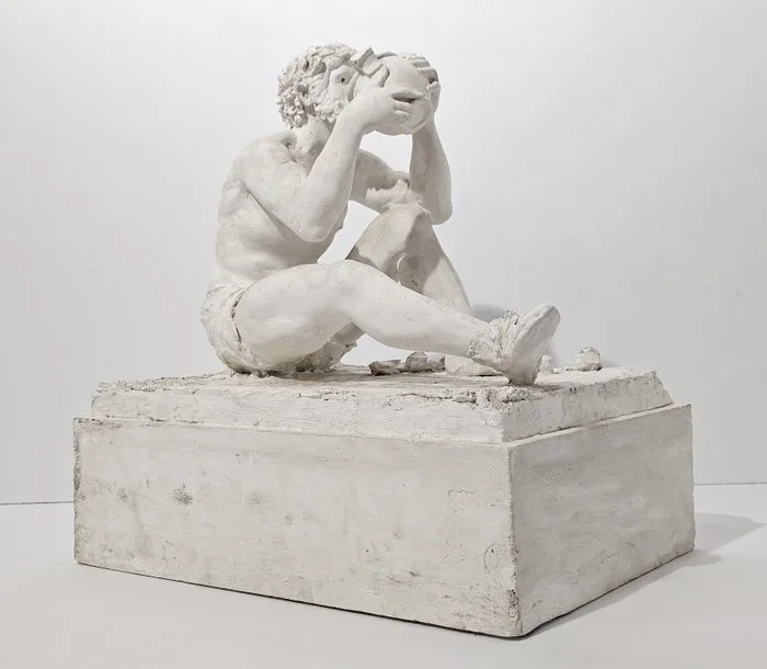 Domenico Antonio Valente (1917 - 2006) - Sculpture, Il Bevitore - 35 cm - Plaster