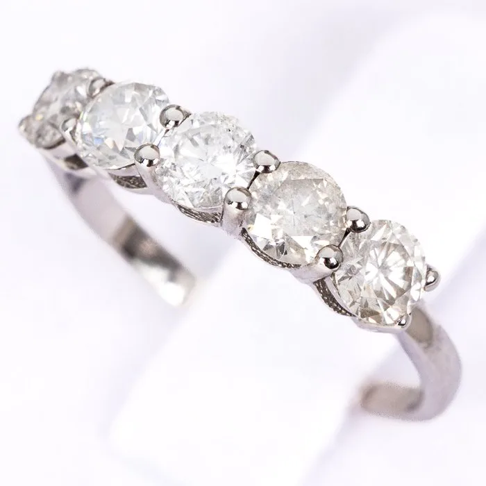 Ring - 14 kt. White gold - 1.28ct. tw. Diamond (Natural) - GWLab