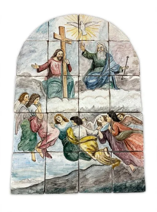 Hand-painted ceramic altarpiece - Holy Trinity - 44.5 x 62 cm (20) - Ceramic - the 20th century