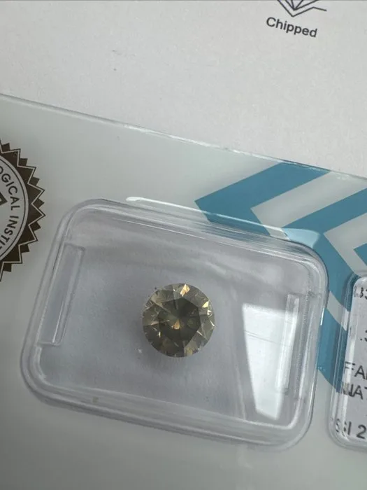 1 pcs Diamond (Natural coloured) - 1.37 ct - Round - Fancy deep Greyish, Brownish, Yellow - SI2 - International Gemological Institute (IGI)