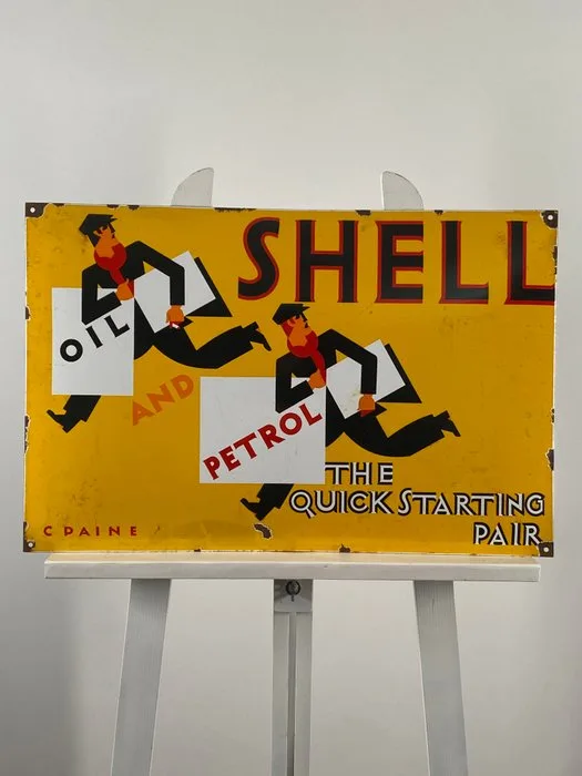 Shell - Advertising sign - 58x38cm - Made of thick steel sheet and enamel