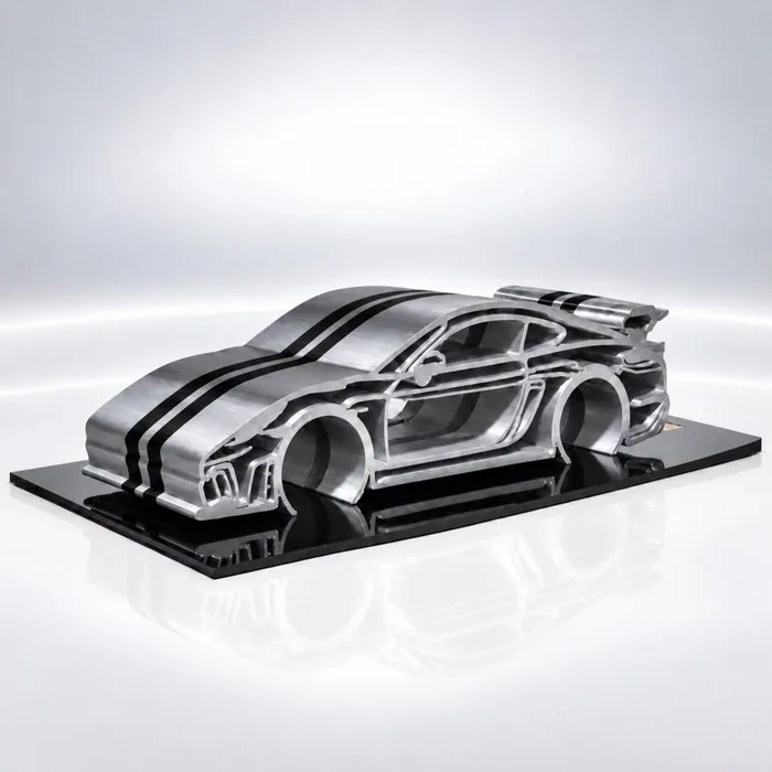 Porsche 718 GT4 " Silver Racing " - 1/12 Scale - XXL Car Sculpture - 01/35 PCS - New Item - Legends Cars - By Automobilia Art - Art Sculpture - Porsche 718 GT4 - 2025