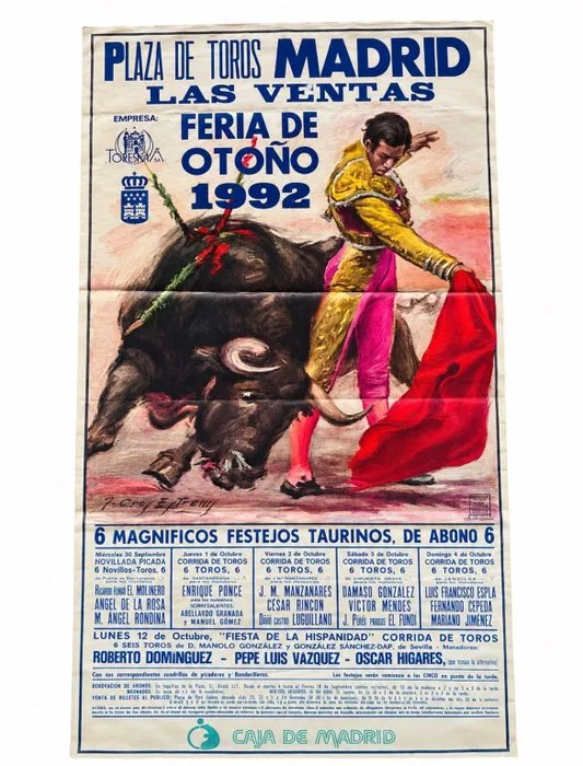 José Cros Estrems - Carlos Ruano Llopis - Plaza de Toros Madrid Las Ventas Feria de Otoño 1992 - 1993 - 1990s