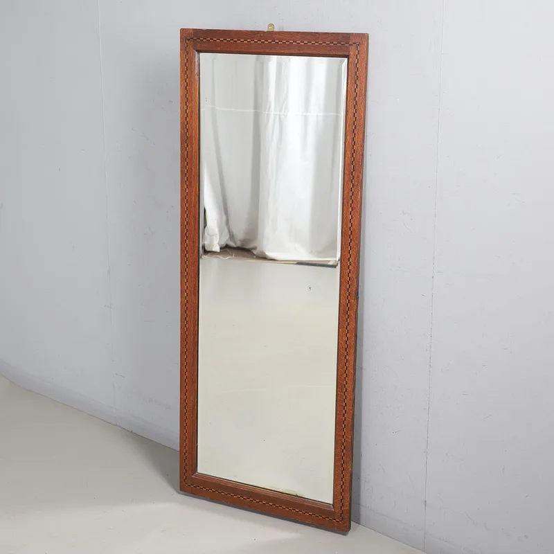 An Arts and Crafts Chequer Strung Oak Wall Mirror