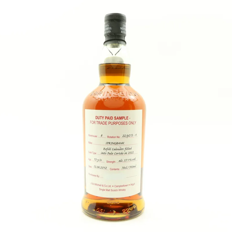 Springbank – 2012 13 Year Old Duty Paid Sample (70cl, 57.1%)