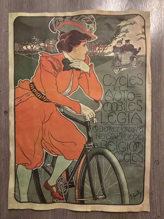 George Gaudy - Cycles et Automobiles Herstal (Liège) – manifesto pubblicitario Art Nouveau - 1970s