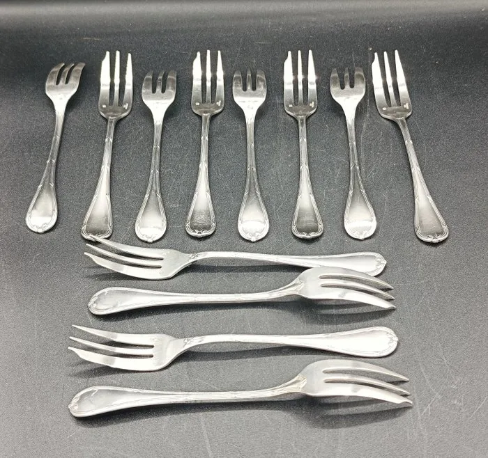 Christofle - Fork - Ribbons - Silverplated - 12 dessert forks
