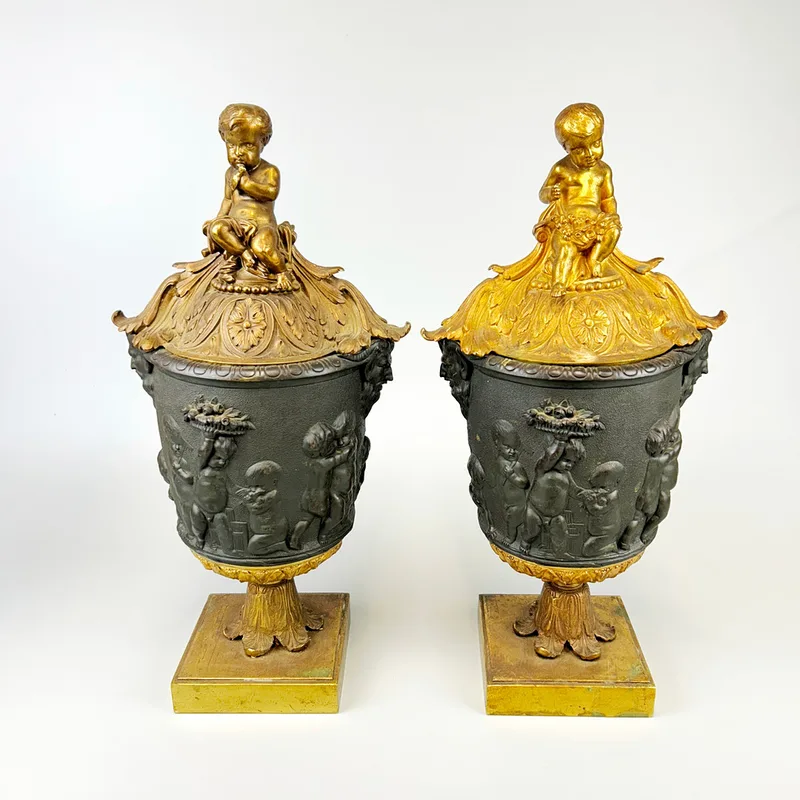 Bronze Putti Urns