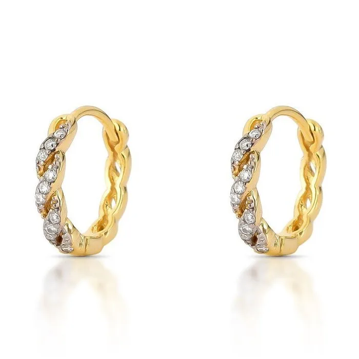 Earrings - 14 kt. Yellow gold - 0.20ct. tw. Diamond (Natural) - B009