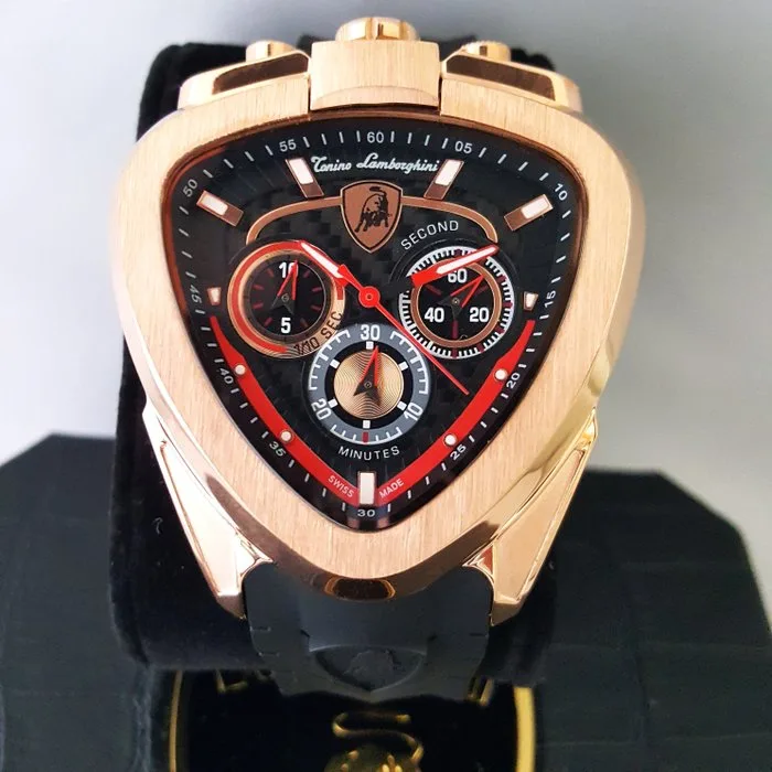 Lamborghini - Swiss Made - Rare - Mechanical Sweeping - Bullhead - Chronograph - Gold - New - Men - 2025