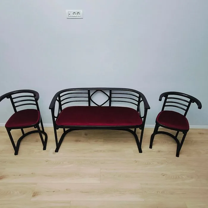 J.&J. Kohn - Josef Hoffmann - Bench (3) - Vienna Secession Bentwood Salon Suite No. 728 (c. 1905–1910) – Bench & Pair of Chairs - Wood - Salon Suite / Living Room