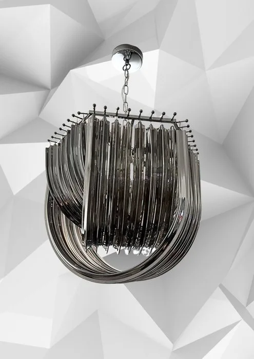 Chandelier - Glass, Metal, Chrome - Murano crystal
